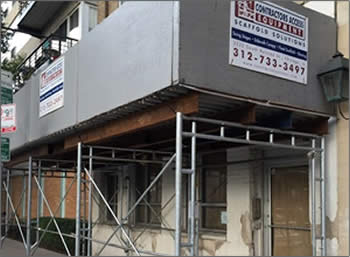 TX Sidewalk Canopy Scaffolding